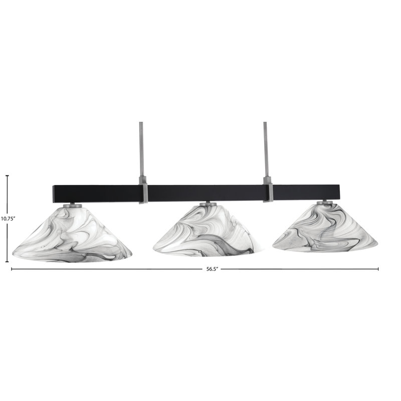 Bar 3 lumières Raheemah Wellington, Noir / blanc, Noir mat / graphite, H 10,75 po x l 16 po x P 16 po