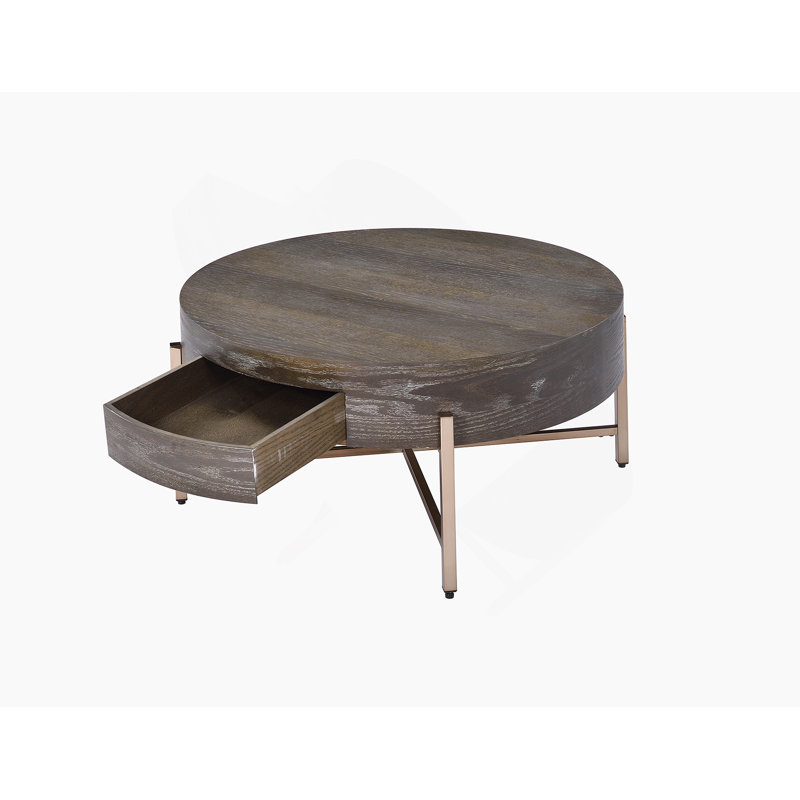 Table basse brun clair et champagne