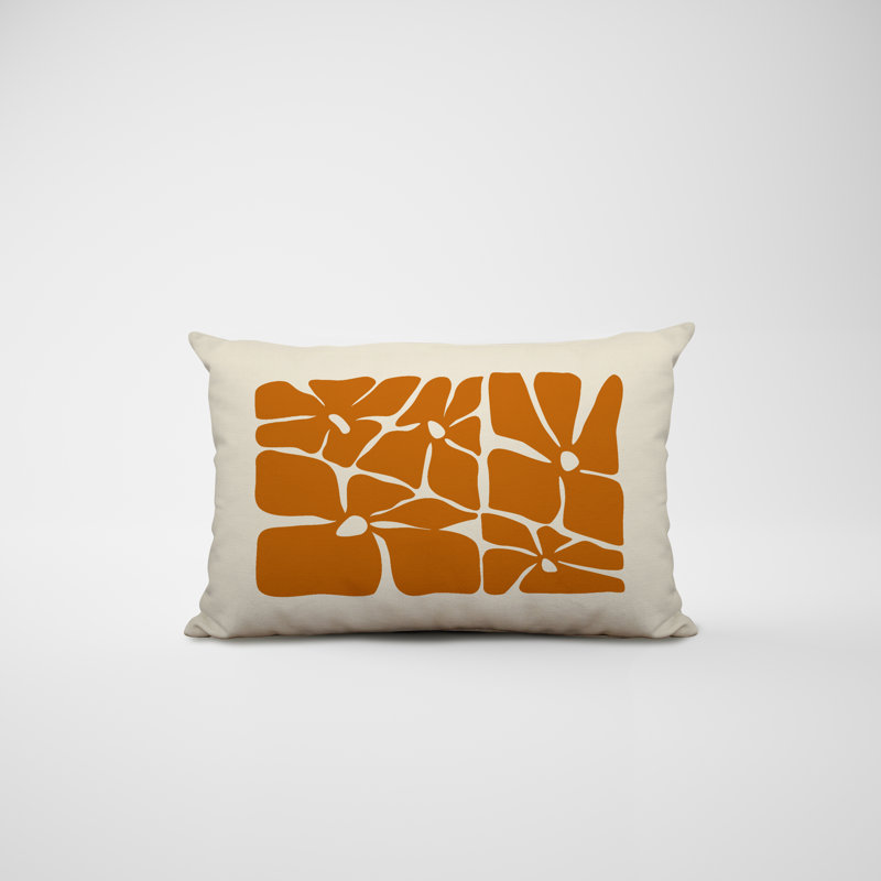 Polyester Lumbar Rectangular Indoor/Outdoor Pillow Cover & Insert, Orange