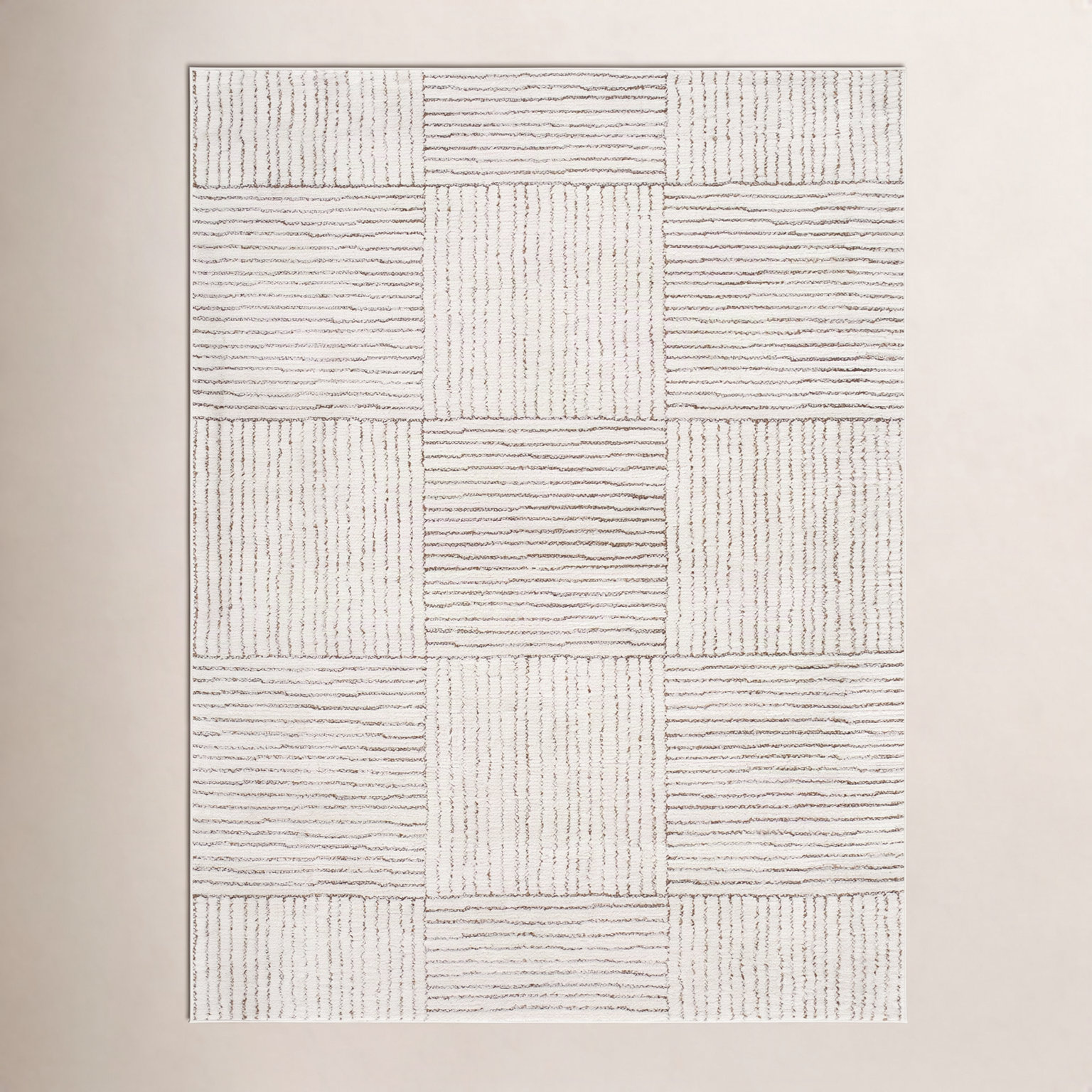 Galey Alix x Livabliss Architect Abstract Rug, Ivory/Dark Brown, Rectangle 6'7" x 9'