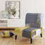 Fauteuil de chambre rembourré gris et jaune flou abstrait Mid-Century