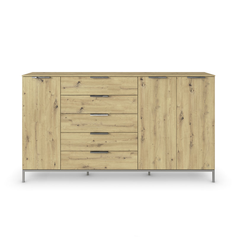 Flipp 5 - Drawer Chest of Drawers, Artisan Oak/Chrome