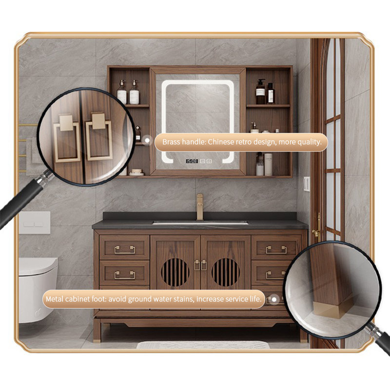 Chinese retro high-end bathroom cabinet, 51.1" W