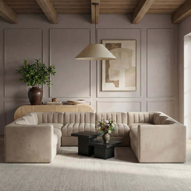 Canapé modulaire Donegan, Velours beige