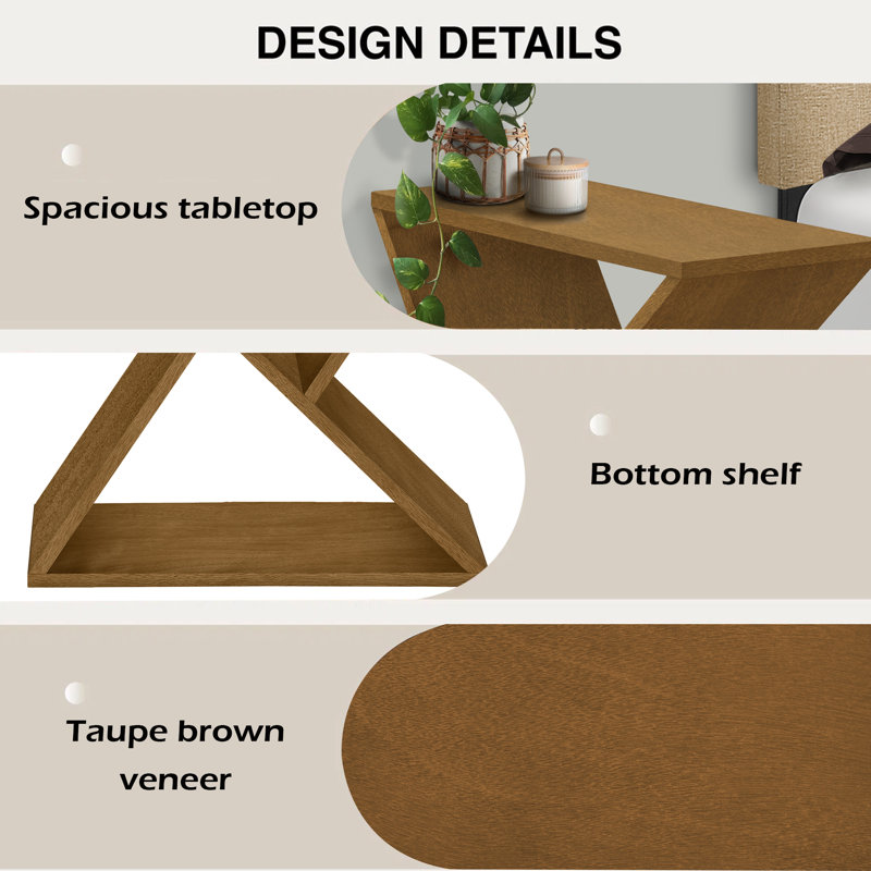Table d'appoint, côté, bout, table de chevet, étroit, petit, chambre à coucher, salon, lampe, contemporain, Taupe