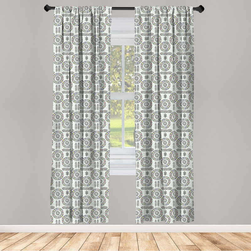 African Semi-Sheer Rod Pocket Curtain Panels, 28" x 63"