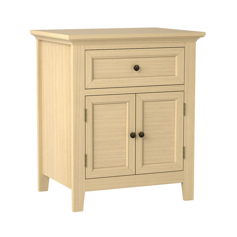 Table de chevet, table de bout en bois massif avec tiroir et porte, table d'appoint classique et intemporelle pour la chambre à coucher, le salon ou les bureaux à domicile