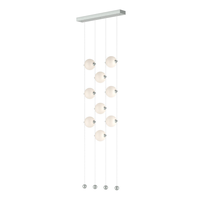 Abacus 9 - Light Cluster Globe LED Pendant, Opal, Vintage Platinum