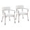 Chaise en bois brossé gris et tissu gris clair avec détails en métal noir - ensemble de 2