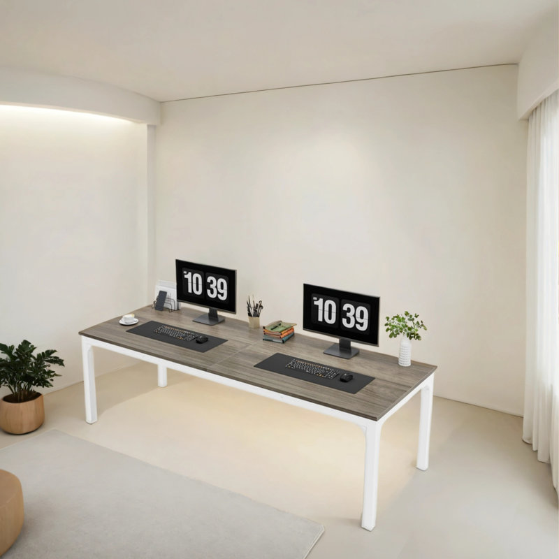 78.7-inch Home Office Dual-station Computer Desk, Gray/White