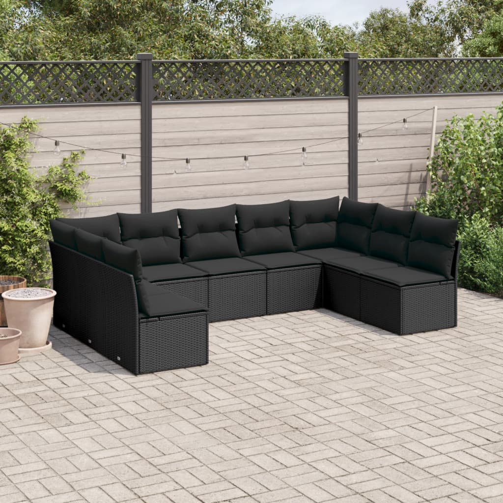 Vidaxl 9-Tlg. Garten-Sofagarnitur aus Polyrattan mit Kissen