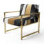 Black And Gold Cubic Expression VII - Upholstered Modern Arm Chair, Gold Accent Chair-1070295451