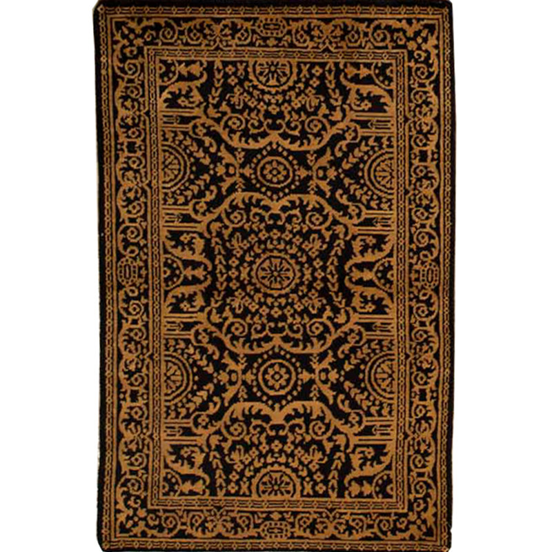 Oriental Hand-Knotted Wool Black/Gold Area Rug