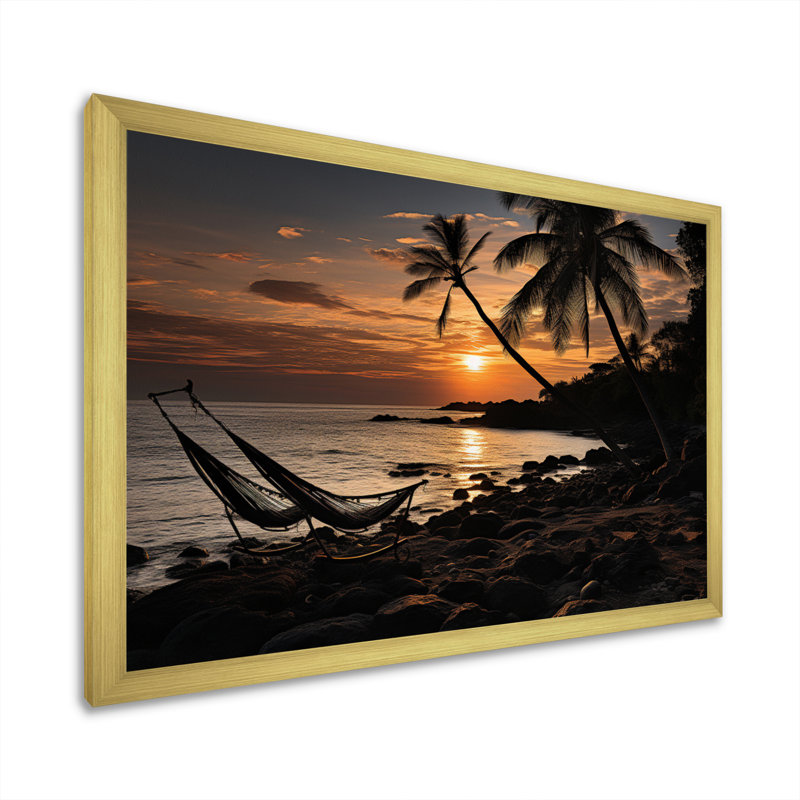«Allem Beach Tropical Vibes XXIX», reproduction sur toile, Cadre doré à une seule photo, H 34 po x l 44 po x P 1,5 po