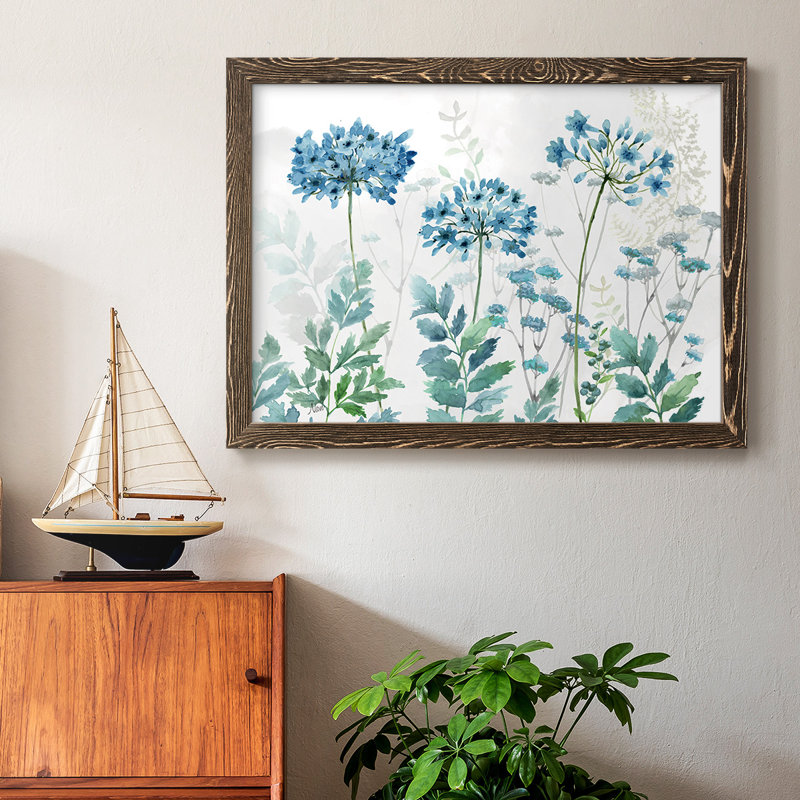 Blue Mist Agapanthus, reproduction d'art sur toile, H 22 po x l 32 po, Noyer