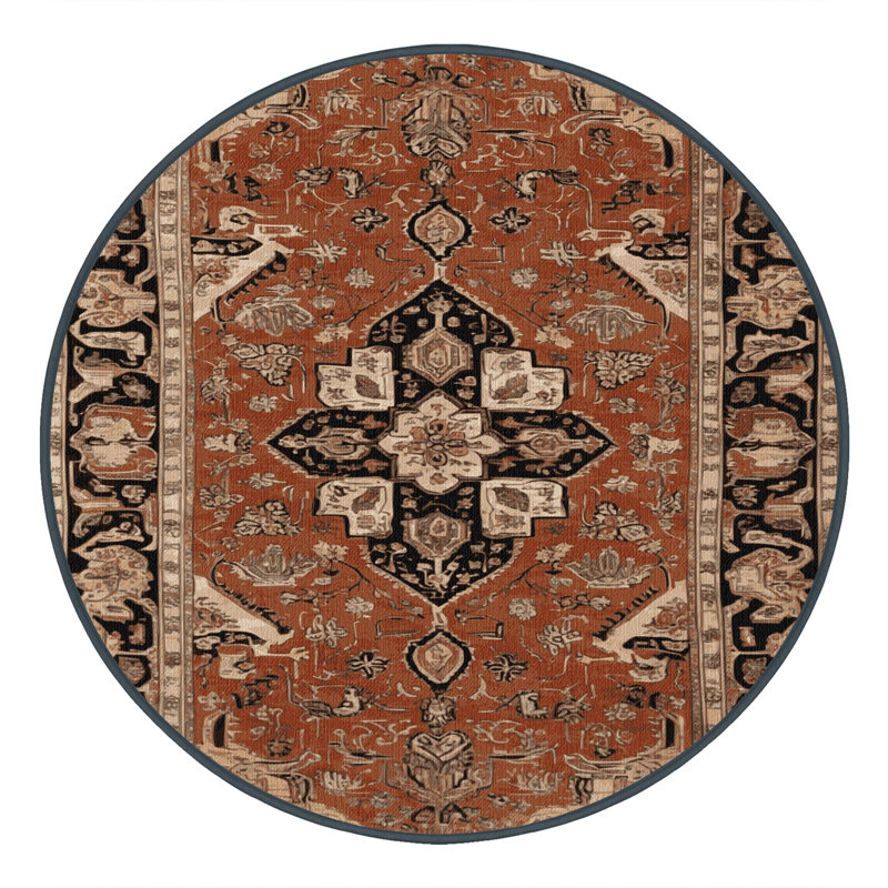 Tapis brun lavable à la machine, Rond 3 pi
