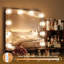 Coiffeuse de maquillage avec miroir lumineux à DEL et 5 tablettes ouvertes pour la chambre à coucher-841558738