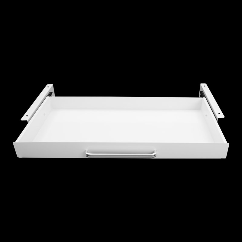 Under Desk Mounted Sliding Pull-Out Drawer Storage Organizer, White