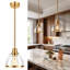 Suspension de 8 po à 1 lumière, fini or brossé mat, abat-jour en verre transparent, culot E26, idéal pour îlot de cuisine.-337527770-467796885