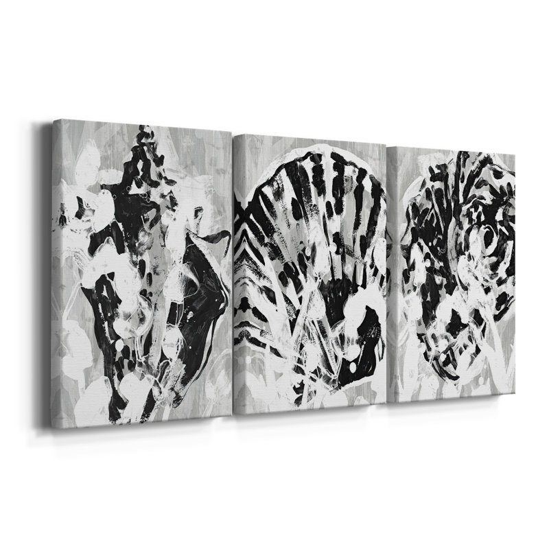 Ocean Inkblot I - Toile tendue avec châssis sur mesure - 3 pièces, H 12 po x l 24 po