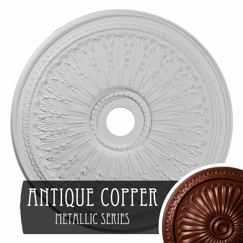 Endurathane Oakleaf Ceiling Medallion, 29 1/8"OD x 3 5/8"ID x 1"P (Fits Canopies up to 6 1/4"), Hand-Painted Antique Copper Finish