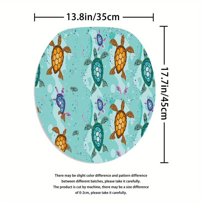 Ensemble de 3 tapis de salle de bain colorés à motif de tortue de mer, Blue/Brown Sea Turtle