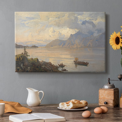Fjord Landscape with Boats-Hans Gude-Gallery Wrapped Canvas-c. late 19th Century