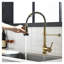 Commercial Black and Gold Kitchen Faucet with Pull-Down Sprayer, Single Handle Brass Sink Faucet