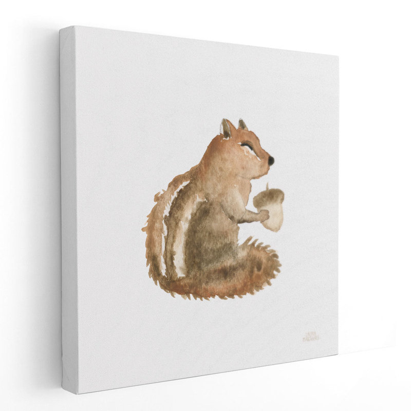 Woodland Whimsy Squirrel - reproduction d'art sur toile, H 12 po x l 12 po