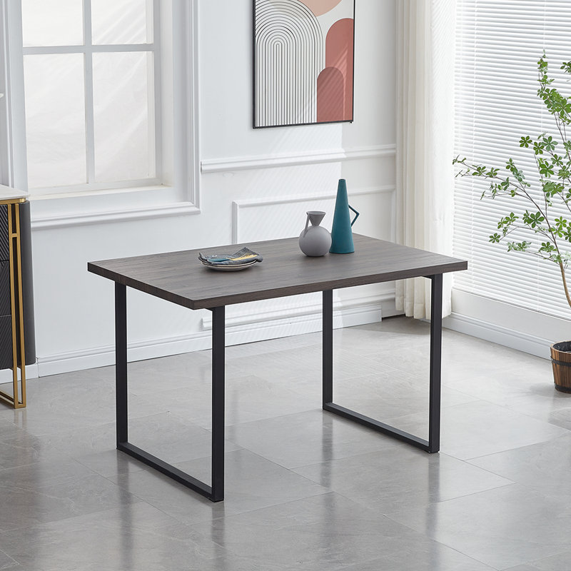Precilla Metal Base Dining Table, Brown, 75cm H x 140cm L x 80cm W