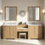 Meuble-lavabo moderne à double cuve avec comptoir en pierre d'ingénierie et rangement à fermeture en douceur-129940324