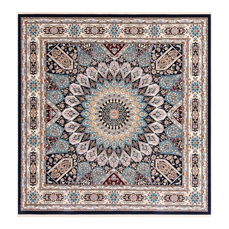 Jackson Oriental Indoor Rug, Square 7'10", Ivory/Navy