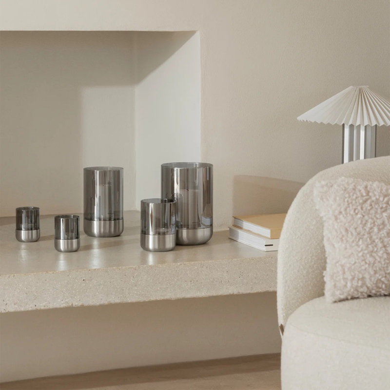 2 Piece Glass Set, Silver, 9.7 cm H x 7 cm W x 7 cm D