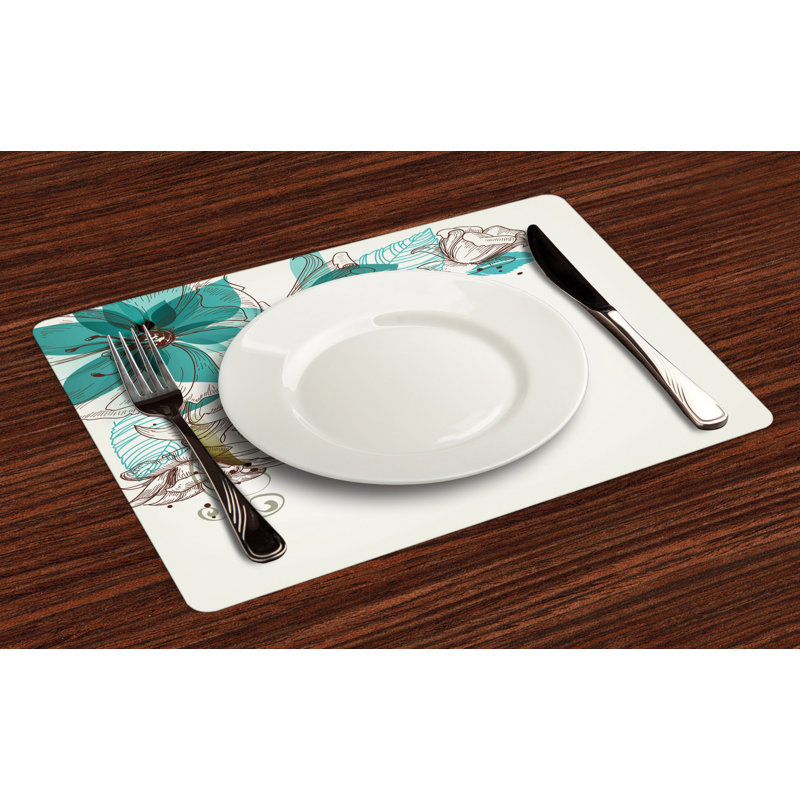 Roberto Retro Flowers Buds Leaf Placemat