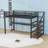 Loft Bed with Desk, LED Lights, and Storage Stairs-771492389