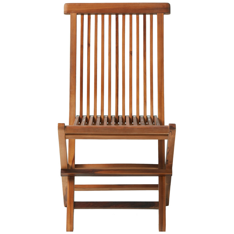 Hyannis Teak Wood Foldable Slat Back Outdoor Dining Chair - Light Brown