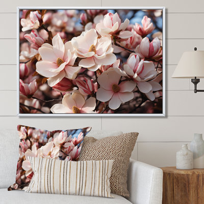 «White Pink Magnolias Field Vibrant I», reproduction d'art sur toile