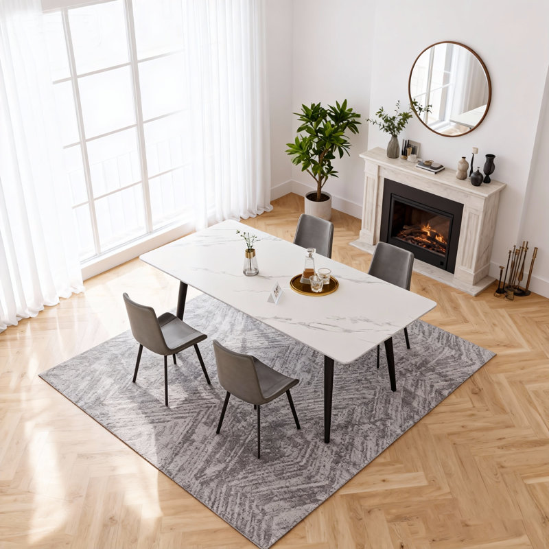 Stone Top Metal Base Dining Table