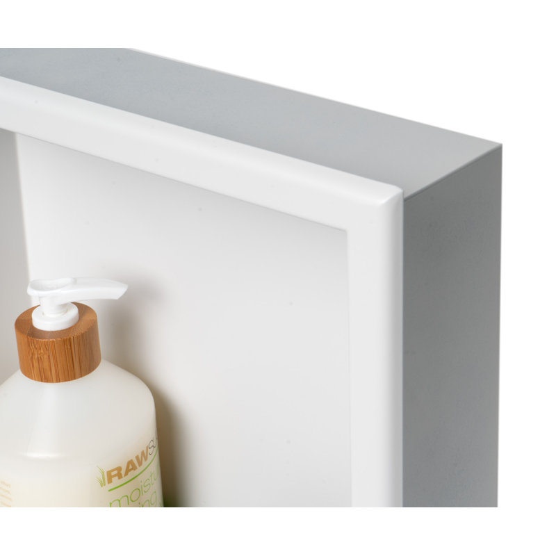 Tablette de douche adhésive en acier inoxydable, H 12 po x l 12 po x P 4 po, Blanc