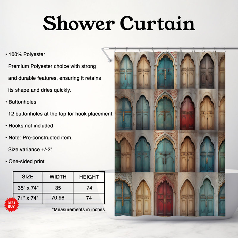 Caleyah Patchwork Shower Curtain, 74"H x 71"W