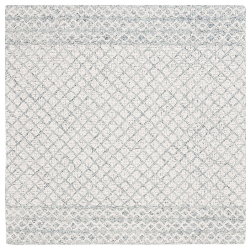 Abstract Hand Tufted Wool, Cotton Geometric Rug, Square 6'