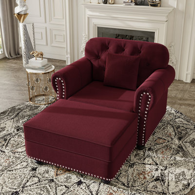 41.3"Upholstered Velvet Sofa with Nailhead Trim and Rolled Armrests,Mid-Century Modern Chesterfield Sofa with Button  Tufted