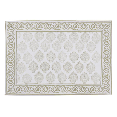 Hand Block Print Placemats, Set of 4, Light Green