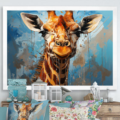Collage animal girafe cobalt - imprimé