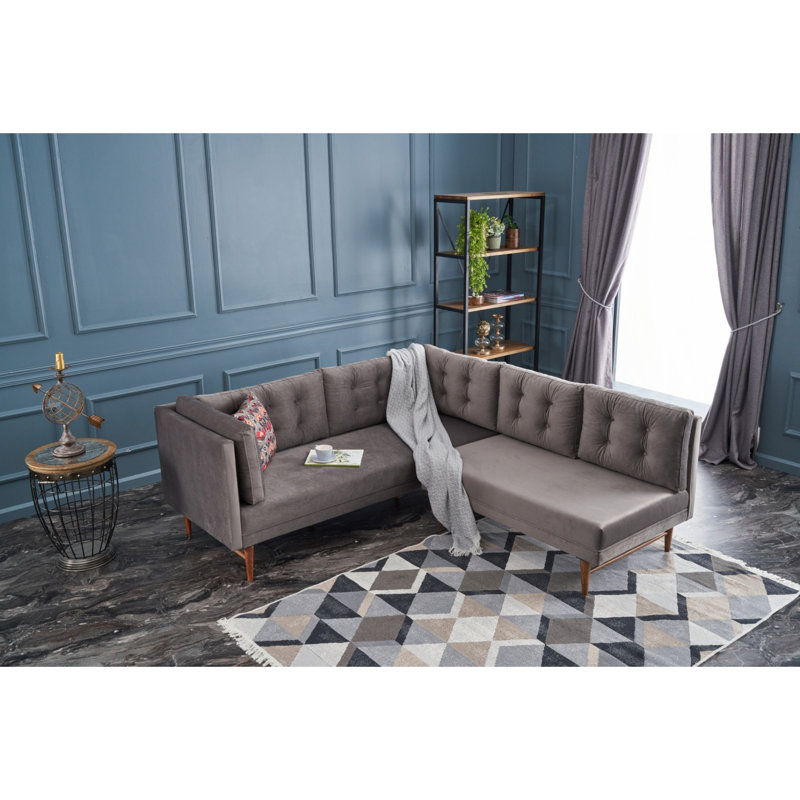 Canapé modulaire Gaberiel, 100 % polyester gris