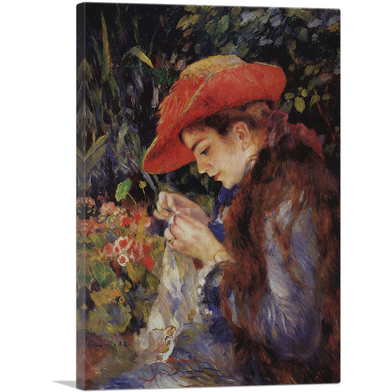 Mademoiselle Marie-Therese Durand-Ruel Sewing 1882 par Pierre-Auguste Renoir, reproduction d'art sur toile tendue
