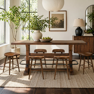Malone 7-Piece Industrial Dining Set · Trestle Table & 6 Stools