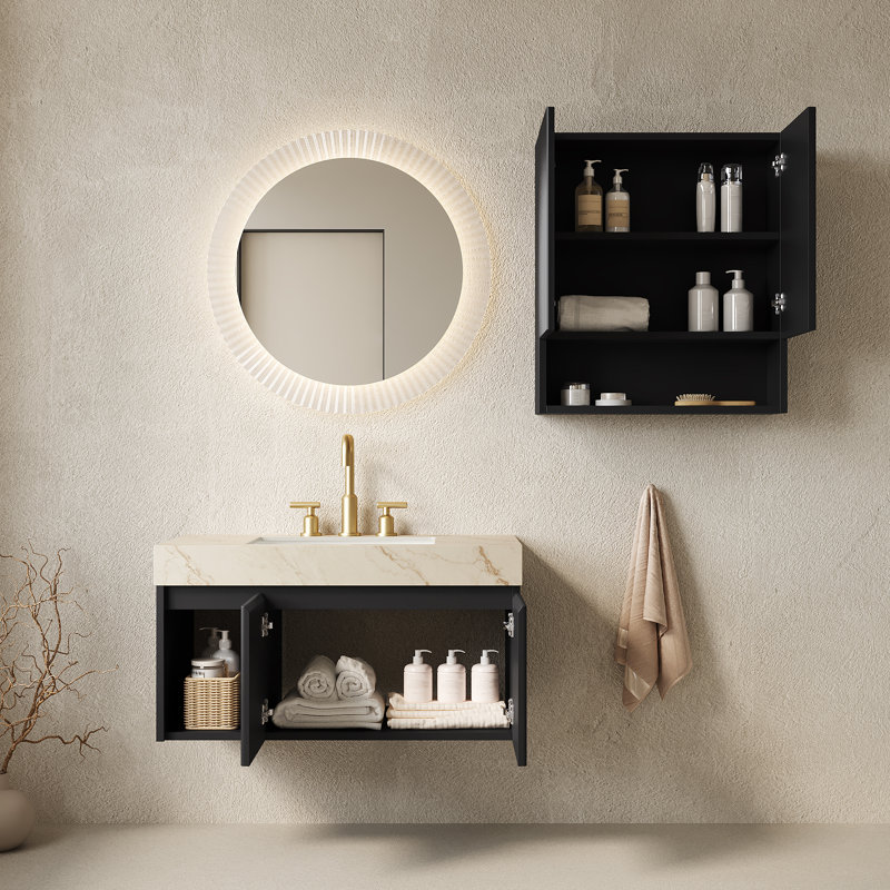 Meuble-lavabo moderne (avec meuble-lavabo et lavabo) avec rangement
