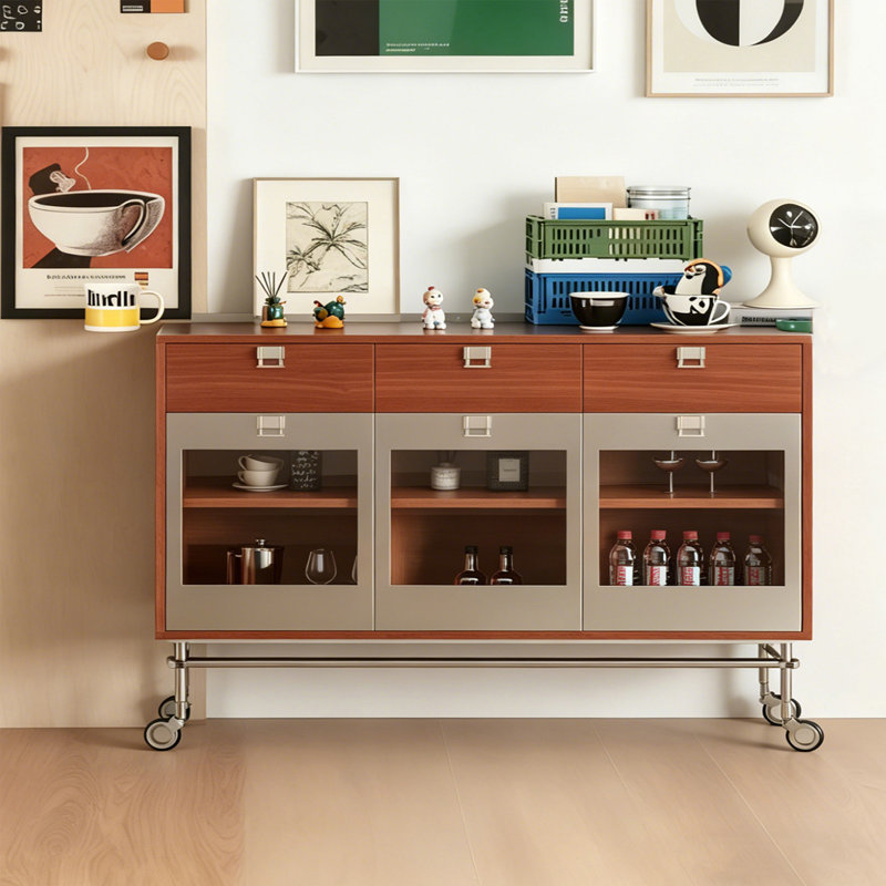 Armoire de rangement mobile en acier inoxydable, 35.43" H x 59.05" W x 15.75" D, Argent
