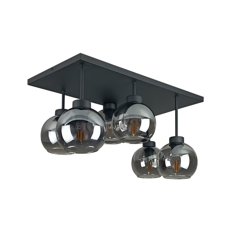Alexender Glass Semi Flush Mount, Smoky, Black